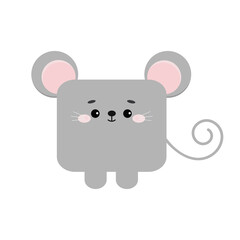 Square rat or mouse forest animal face with paws icon isolated on white background. Cute cartoon square mice kawaii kids avatar character. Vector flat clip art illustration mobile ui game application