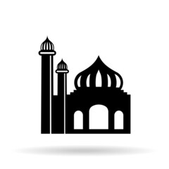 Islamic template, stencil, pattern, gray mosque, icon, isolated on a white background. Vector. Mosque icon minimal. 