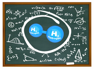 Hydrogen H2 Chalkboard Learn Renewable Energy Gas Chemistry 3d Illustration.jpg