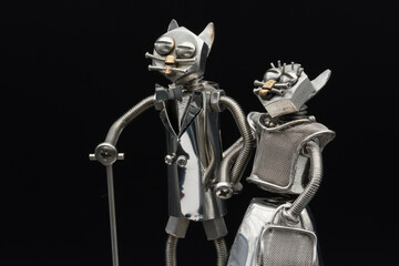 擬人化された猫の老夫婦・メタルフィギア