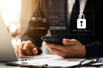 Cyber security internet and networking concept. information security and encryption, secure access...