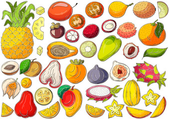 Set of vector illustrations in hand drawn style