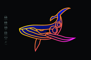 Lineart Whale Tattoo Logo Illustration