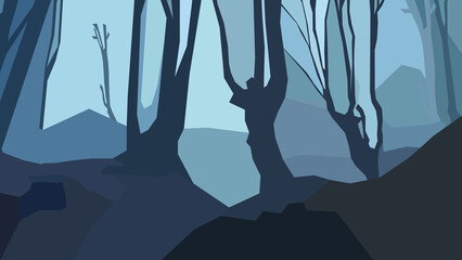 foggy low poly forest 