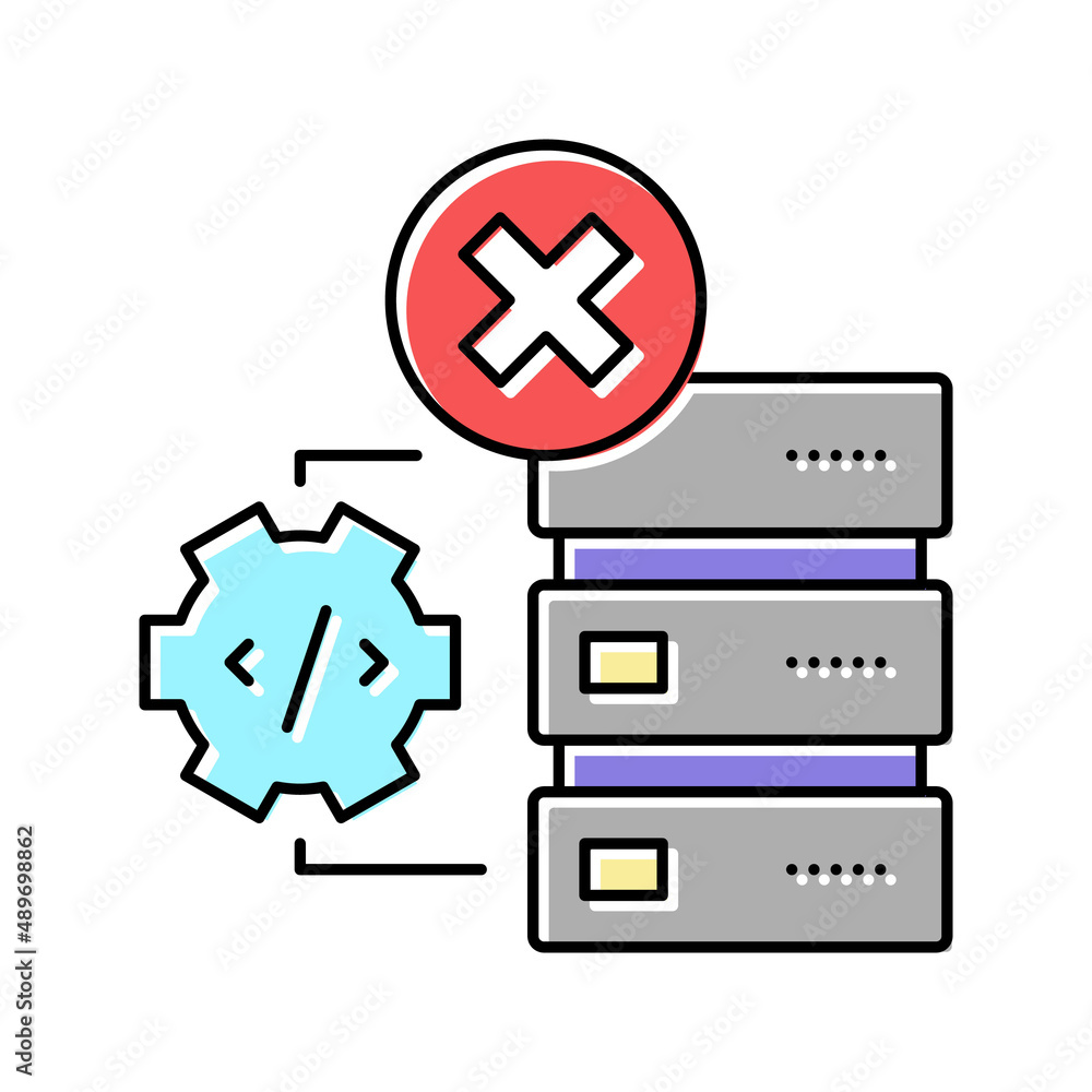 Poster debugging servers color icon vector illustration