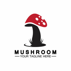 Mushroom Logo Vector Simple & Modern or Agriculture Organic Food Design Template