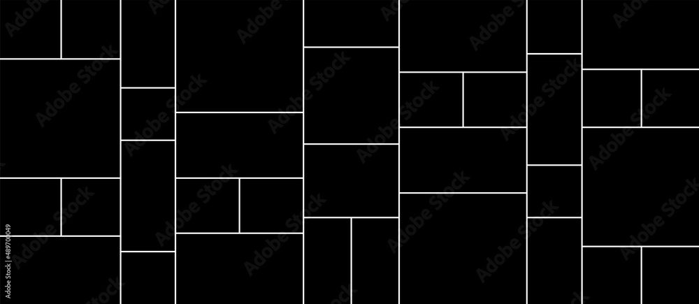 Wall mural creative vector template collage consisting of 35 frames for a photo of a square and rectangular sha