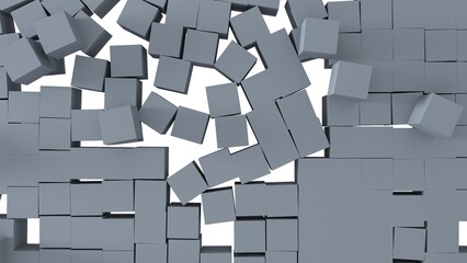 3d seamless cubes pattern. Gray color tile background. Abstract square mosaic.
