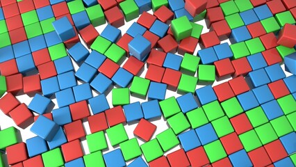 3d seamless cubes pattern. Multicolor tile background. Abstract square mosaic.