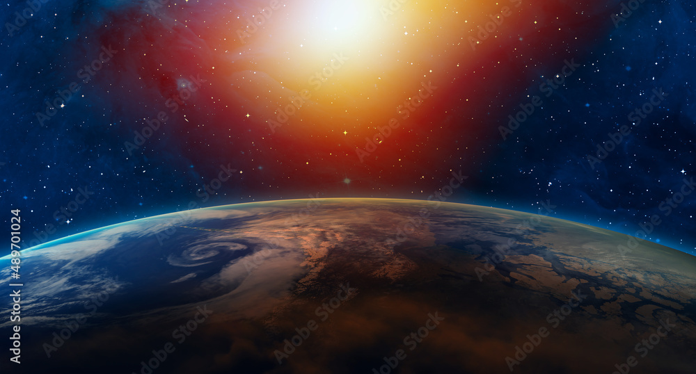 Canvas Prints planet earth with a spectacular sunset 