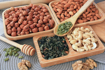 Leafy green tea and nuts