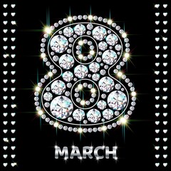 Number 8 bright diamonds vector realistic womans day eps10