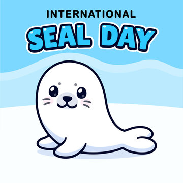 International Seal Day cartoon illustration.