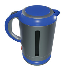 Blue electric kettle on white background. Kitchen equipment