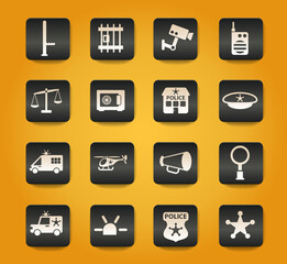 police department icon set