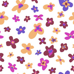 Artistic modern floral seamless pattern background. Hand drawn colorful flowers texture. Vector illustration for wallpaper, fabric print, card, wedding invitation design