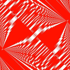dramatic red and white geometric design towards a far distant vanishing point