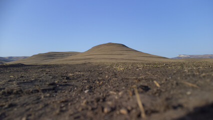 View from pasture for horses in the mountains road in the mountains