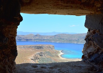 Balos lagoon, Crete, Greece.  Coastline of the Mediterranean sea.
