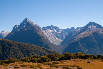 Marian Lake Lookout, Mt Christina and Mount Crosscut, view from Key Summit, Routeburn Track, Fiordland, New Zealand, South Island, NZ