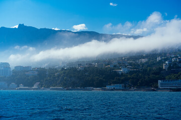 Naklejka na ściany i meble Seascape with a view of the coastline of Yalta, Crimea