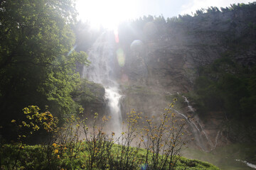 Fototapeta na wymiar Rothbachfall waterfall in the Bavarian Alps, Germany 
