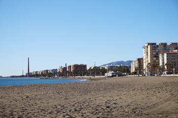 Fototapeta premium Panorama of the beach in Malaga, Spain