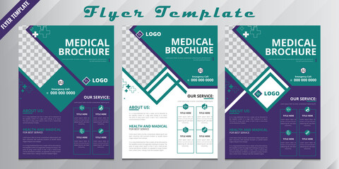 Set of medical brochure, annual report, flyer design templates in A4 size. Vector illustrations for medical, healthcare, pharmacy presentation, document cover and layout template,infographics template