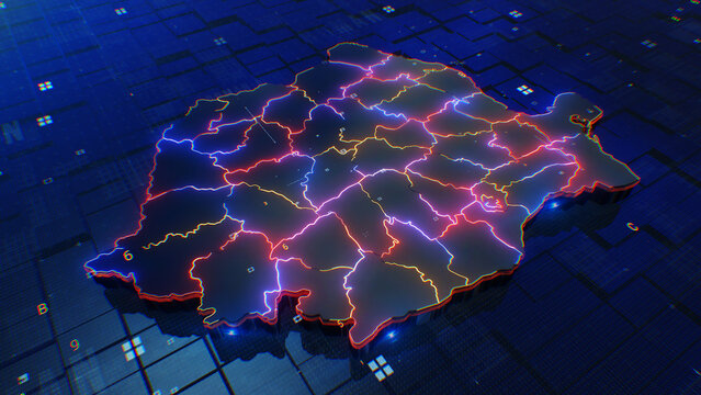 Romania map digital 4k 