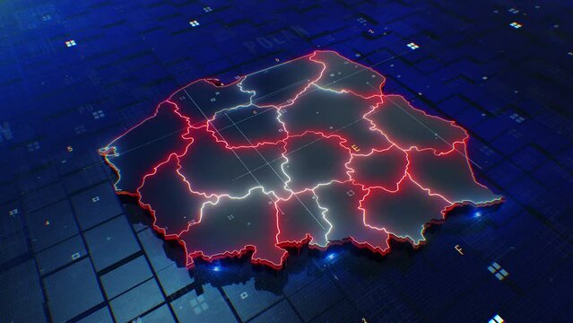 Poland map digital 4k 