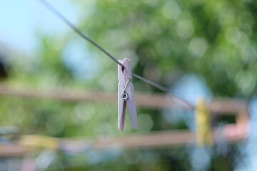 clothespin on a rope