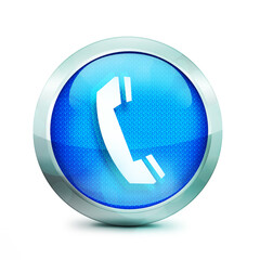 Phone icon 3d blue button