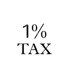 1% tax text and numbers with white background