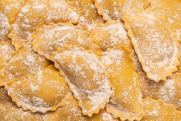 Raw ravioli as background. Healthy italian food.