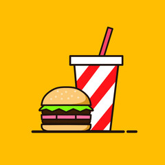 hamburger and soft drink simple design