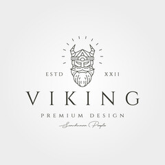 viking logo line art vector with helmet illustration design