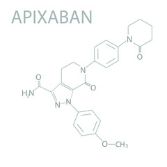 Apixaban molecular skeletal chemical formula.	