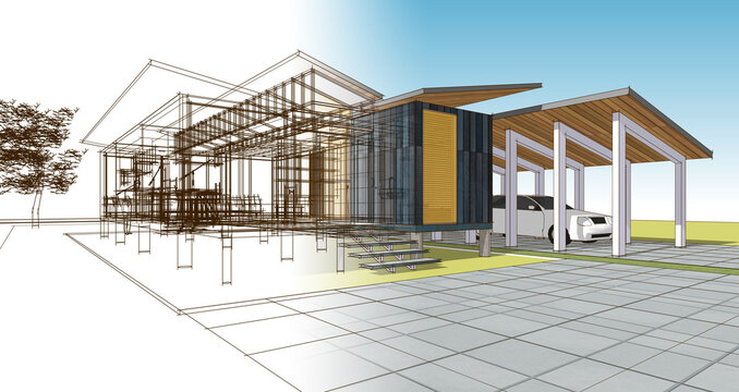 small architecture house 3d illustration