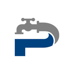 Plumbing letter p logo icon design