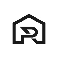 Letter r abstract home logo icon