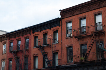 Fototapeta na wymiar Row of Old Brick Residential Buildings in Gowanus Brooklyn
