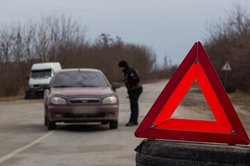 27 February 2022. On the roads in Ukraine, the installation of checkpoints and inspections of...