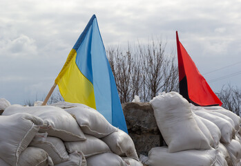 27 February 2022. On the roads in Ukraine, the installation of checkpoints and inspections of...