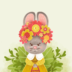 Easter bunny with flowers