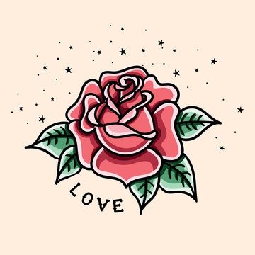 Tattoo Rose Flower Love Stars