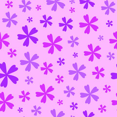 Repeatable seamless pattern with flowers made by hand drawn doodle heart element