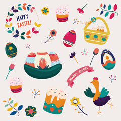 Easter set Holiday Celebration, Happy Easter 