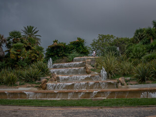 fountain in the park in the Barcelona, Spain.