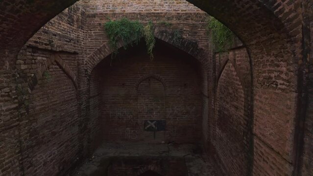 Drone shot of inside view of an ancient fort