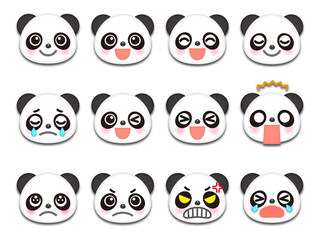 パンダのアイコンセット＿立体風